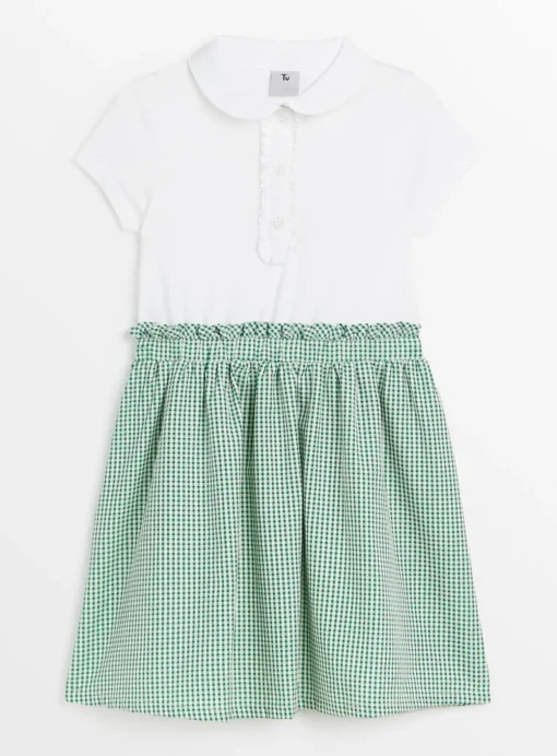 Green Gingham Twofer School Dress 4 years