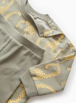 Green Giraffe Print Sweat Set 18-24 months