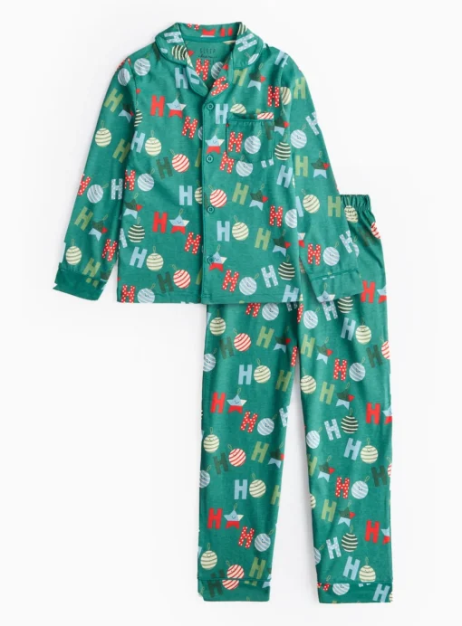 Green Ho Ho Ho Traditional Christmas Pyjamas 1-1.5 years
