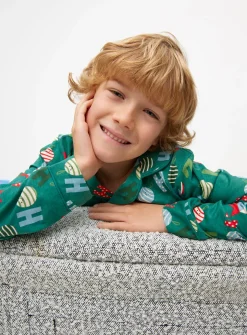 Green Ho Ho Ho Traditional Christmas Pyjamas 1-1.5 years