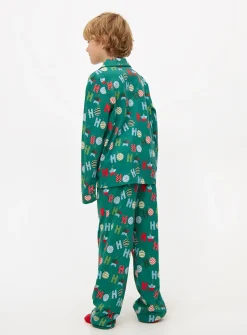Green Ho Ho Ho Traditional Christmas Pyjamas 1-1.5 years