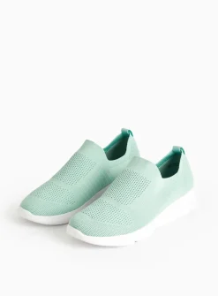 Green Knitted Slip On Trainers 8