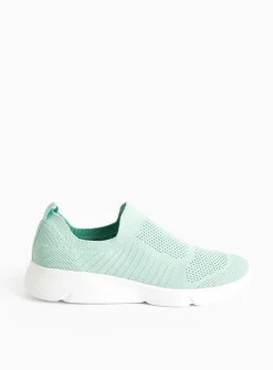 Green Knitted Slip On Trainers 8