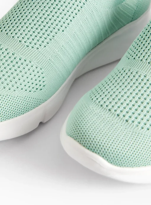 Green Knitted Slip On Trainers 8