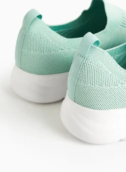 Green Knitted Slip On Trainers 8