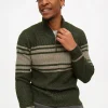Green Quarter Zip Stripe Detail Jumper M