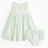 Green Stripe Dress & Bloomer Shorts Set Up to 3 mths
