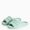 Green Stripe Jersey Mule Slipper M