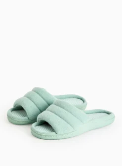 Green Stripe Jersey Mule Slipper M