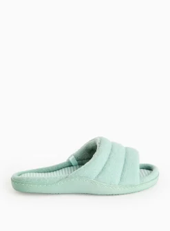 Green Stripe Jersey Mule Slipper M