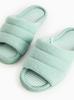 Green Stripe Jersey Mule Slipper M