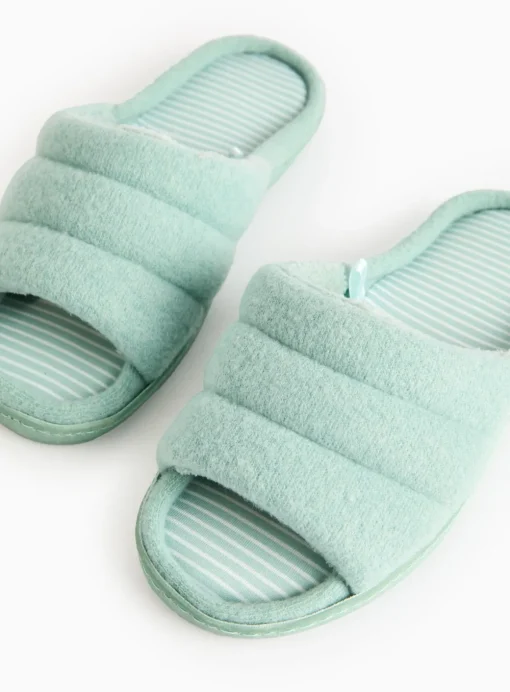 Green Stripe Jersey Mule Slipper M
