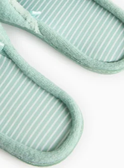 Green Stripe Jersey Mule Slipper M