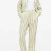 Green Stripe Poplin Co-ord Pyjama Bottoms 18