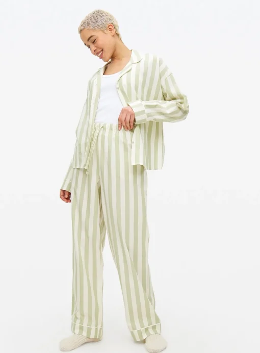 Green Stripe Poplin Co-ord Pyjama Bottoms 18