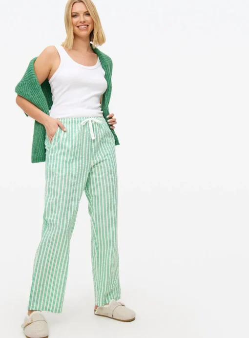 Green Stripe Seersucker Pyjama Bottoms 14