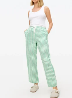 Green Stripe Seersucker Pyjama Bottoms 14