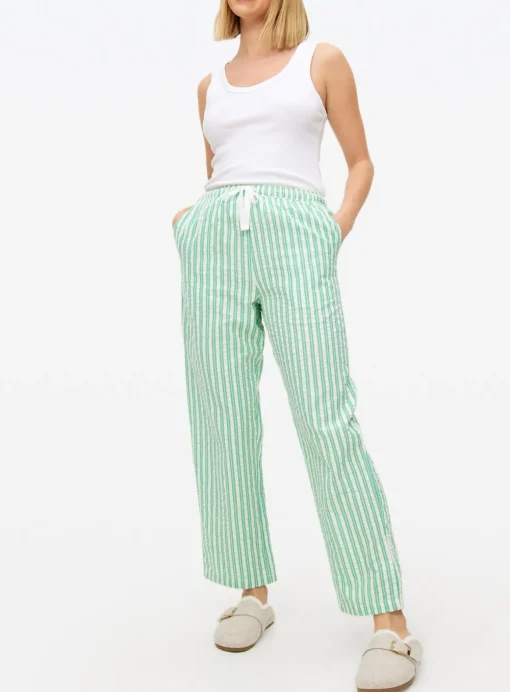 Green Stripe Seersucker Pyjama Bottoms 14