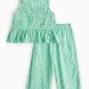 Green Stripe Sleeveless Culotte Set 8 years