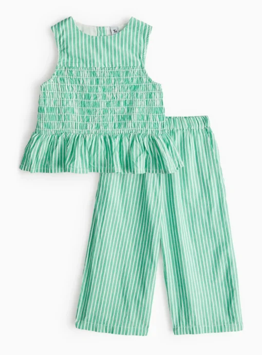 Green Stripe Sleeveless Culotte Set 8 years