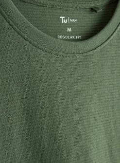 Green Textured Stripe T-Shirt XL