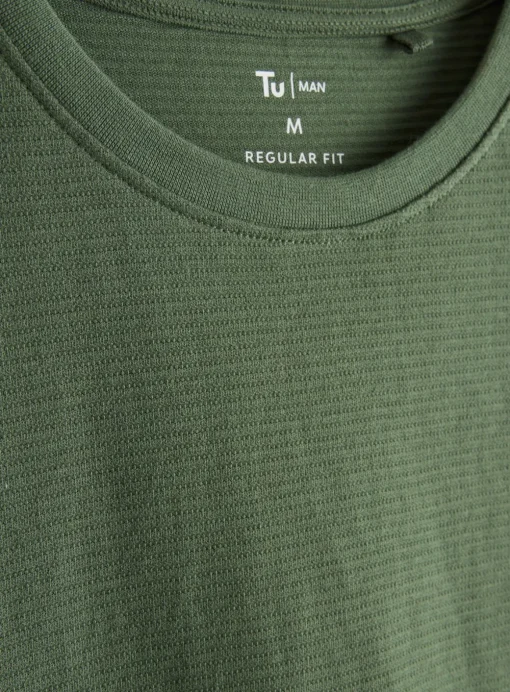 Green Textured Stripe T-Shirt XL