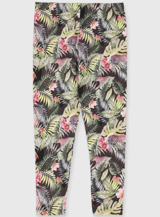 Green Tropical Print Leggings - 10 years