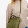 Green Washed Faux Leather Crossbody Bag One Size