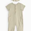 Green Woven Romper & Bucket Hat Set 3-6 months