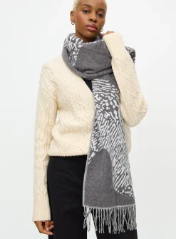 Grey Abstract Printed Scarf One Size