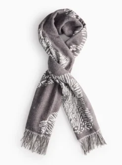 Grey Abstract Printed Scarf One Size