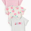 Grey & Pink Printed T-Shirt 3 Pack 1-2 years