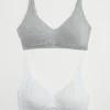 Grey & White Non-Wired Comfort Lounge Bra 2 Pack 36A