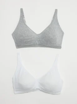 Grey & White Non-Wired Comfort Lounge Bra 2 Pack 36A