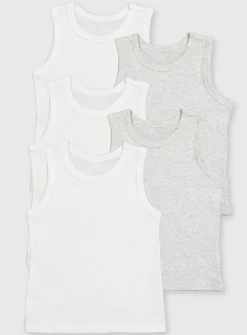 Grey & White Vests 5 Pack 2-3 years