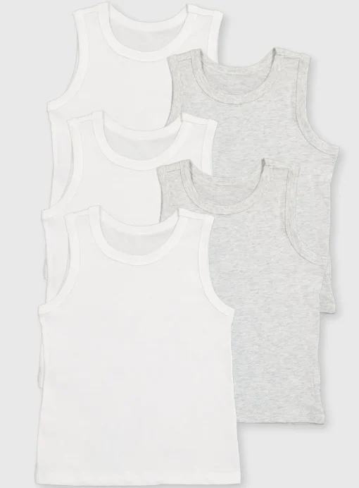 Grey & White Vests 5 Pack 2-3 years