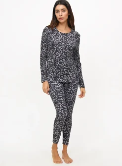 Grey Animal Print Maximum-Warmth Thermal Leggings L