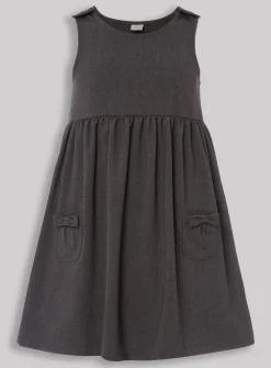 Grey Bow Pocket Pinafore Dress 5 years