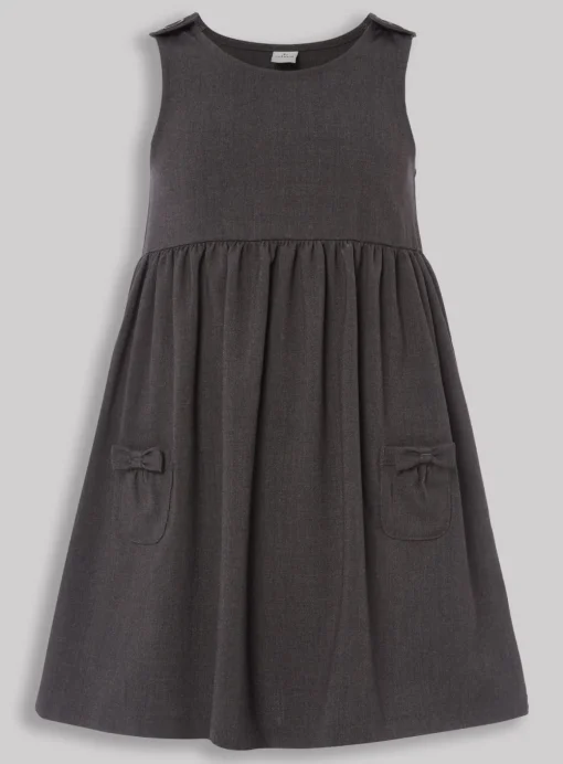 Grey Bow Pocket Pinafore Dress 5 years