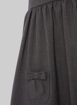Grey Bow Pocket Pinafore Dress 5 years