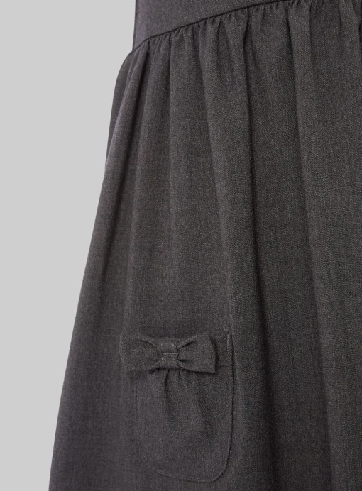 Grey Bow Pocket Pinafore Dress 5 years