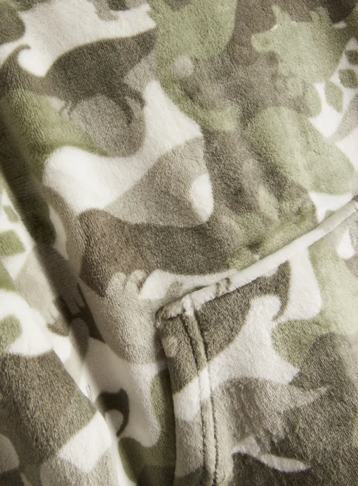 Grey Camo Dinosaur Print Hooded Blanket 5-6 years