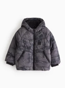 Grey Camo Reflective Hooded Puffer Coat 5-6 years