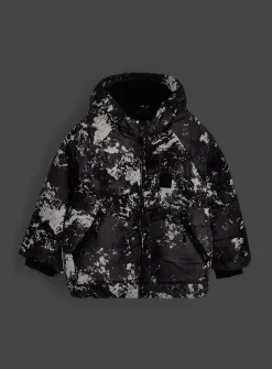 Grey Camo Reflective Hooded Puffer Coat 5-6 years