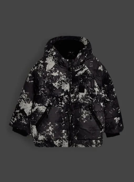 Grey Camo Reflective Hooded Puffer Coat 5-6 years