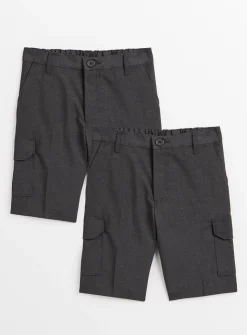 Grey Cargo School Shorts 2 Pack 5 years