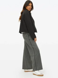Grey Check Ponte Wide Leg Trousers 18