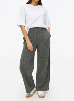 Grey Check Ponte Wide Leg Trousers 18