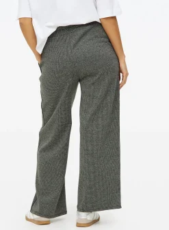 Grey Check Ponte Wide Leg Trousers 18