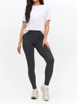 Grey Cotton Modal Leggings M